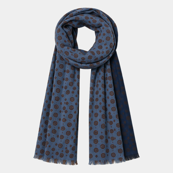 Spasso Blue Garnet Flowers Scarf Thumbnail