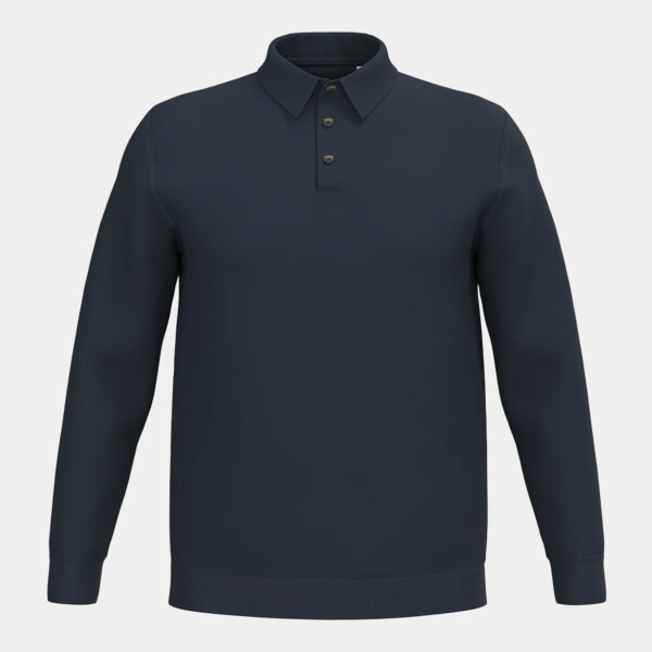 Spasso Knitted Long Sleeve Polo Shirt Thumbnail