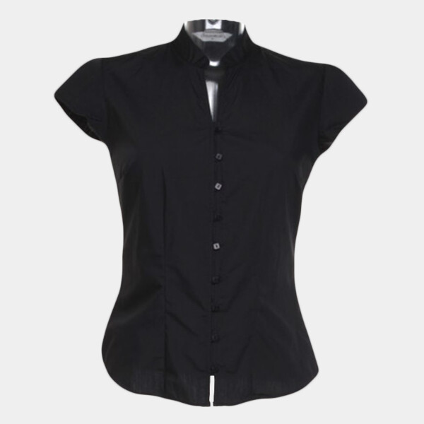 Kustom Kit Ladies Cap Sleeve V Neck Tailored Continental Blouse Thumbnail