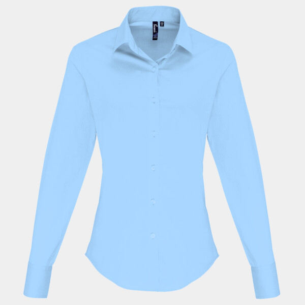 Premier Ladies Long Sleeve Stretch Fit Poplin Shirt Thumbnail