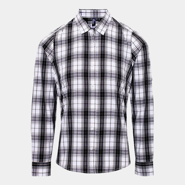Premier Ladies Ginmill Check Long Sleeve Shirt Thumbnail